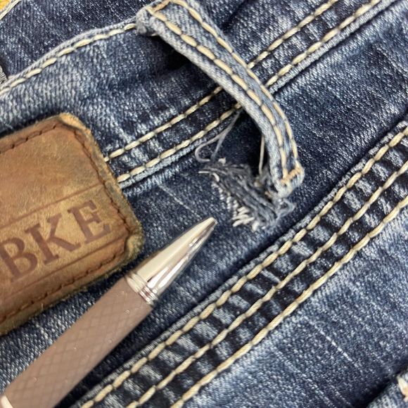 BKE Tyler 33x31 Cotton Blend Straight Leg Stretch Denim Blue Jeans Zip *Read - Picture 2 of 8